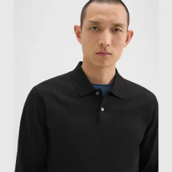 Theory Goris Long-Sleeve Polo Shirt In Light Bilen-Men Sweaters + Cardigans|T-shirts + Polos