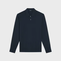Theory Goris Long-Sleeve Polo Shirt In Light Bilen-Men T-shirts + Polos|Sweaters + Cardigans