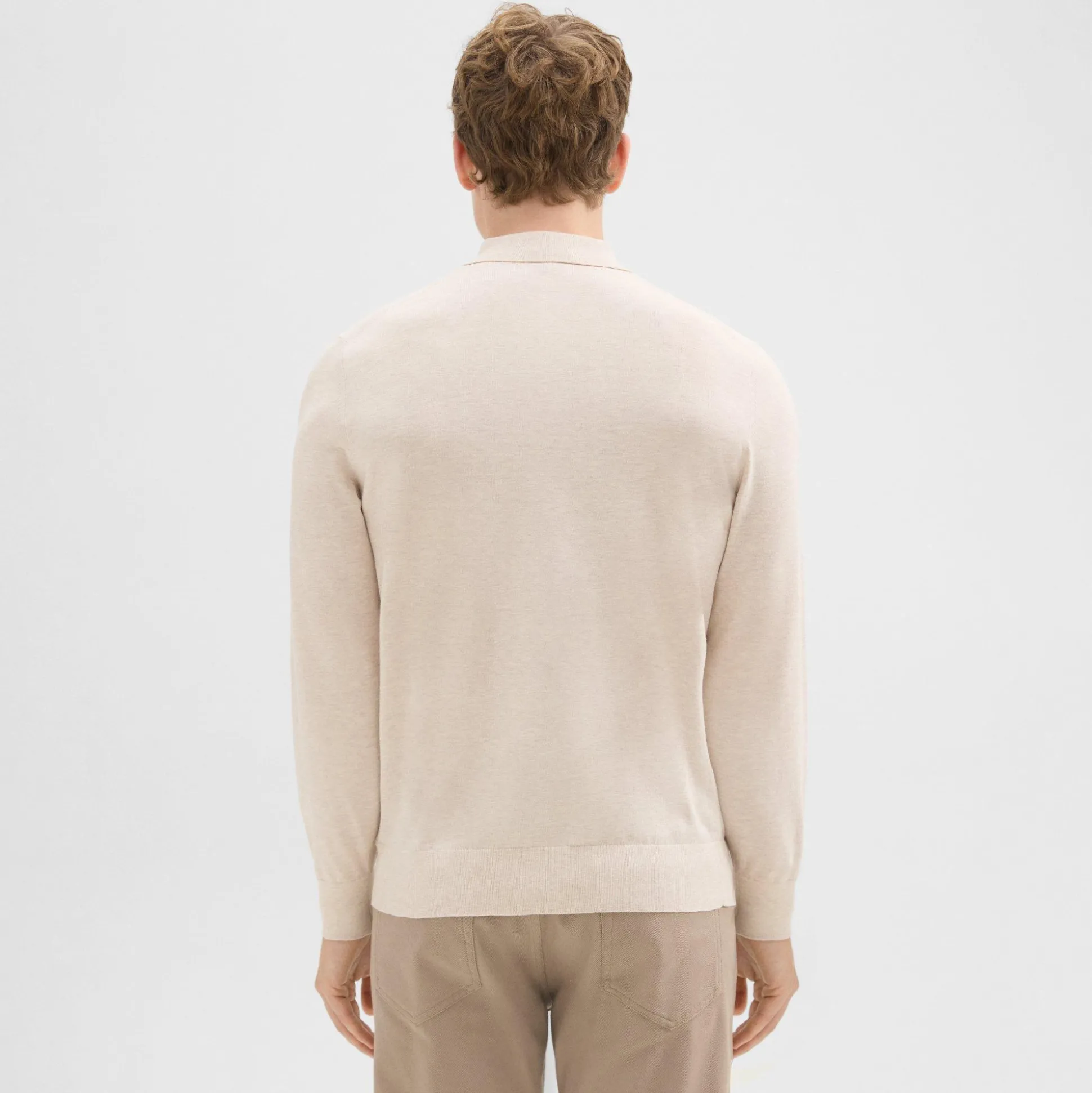 Theory Goris Long-Sleeve Polo Shirt In Light Bilen-Men T-shirts + Polos|Sweaters + Cardigans