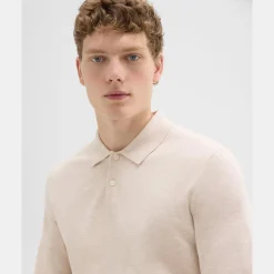Theory Goris Long-Sleeve Polo Shirt In Light Bilen-Men T-shirts + Polos|Sweaters + Cardigans