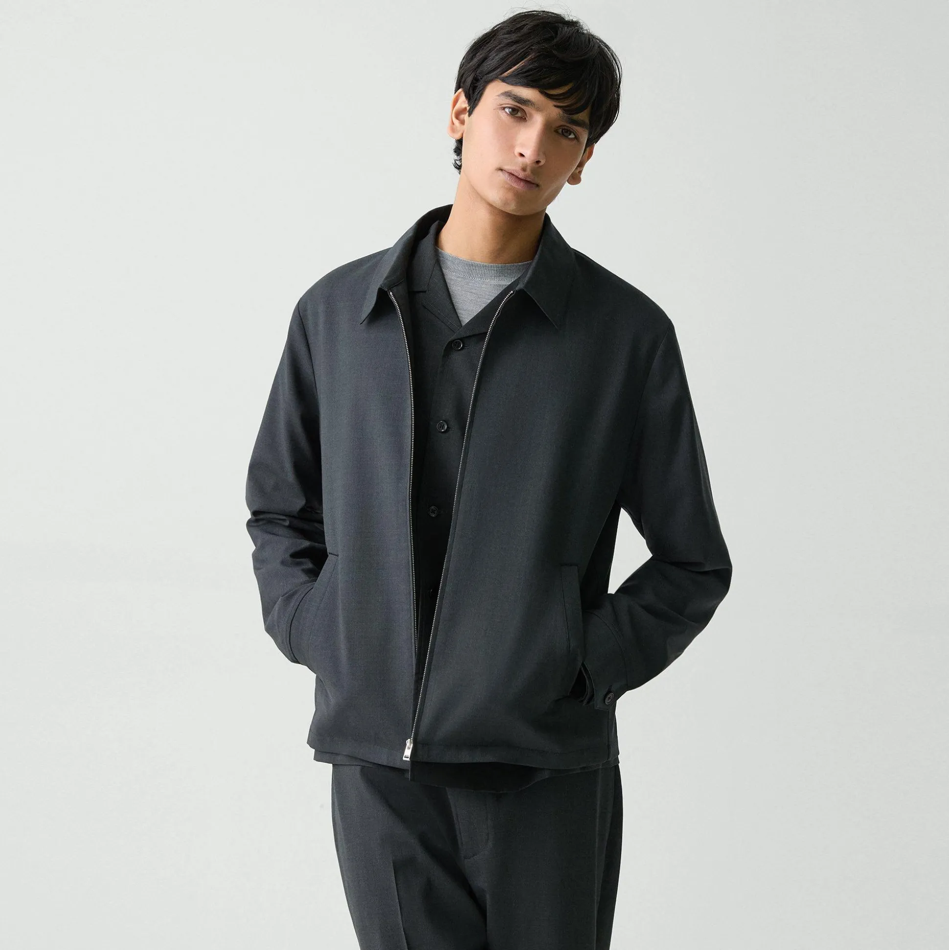 Theory Hazelton Zip Jacket In Stretch Wool-Men Outerwear