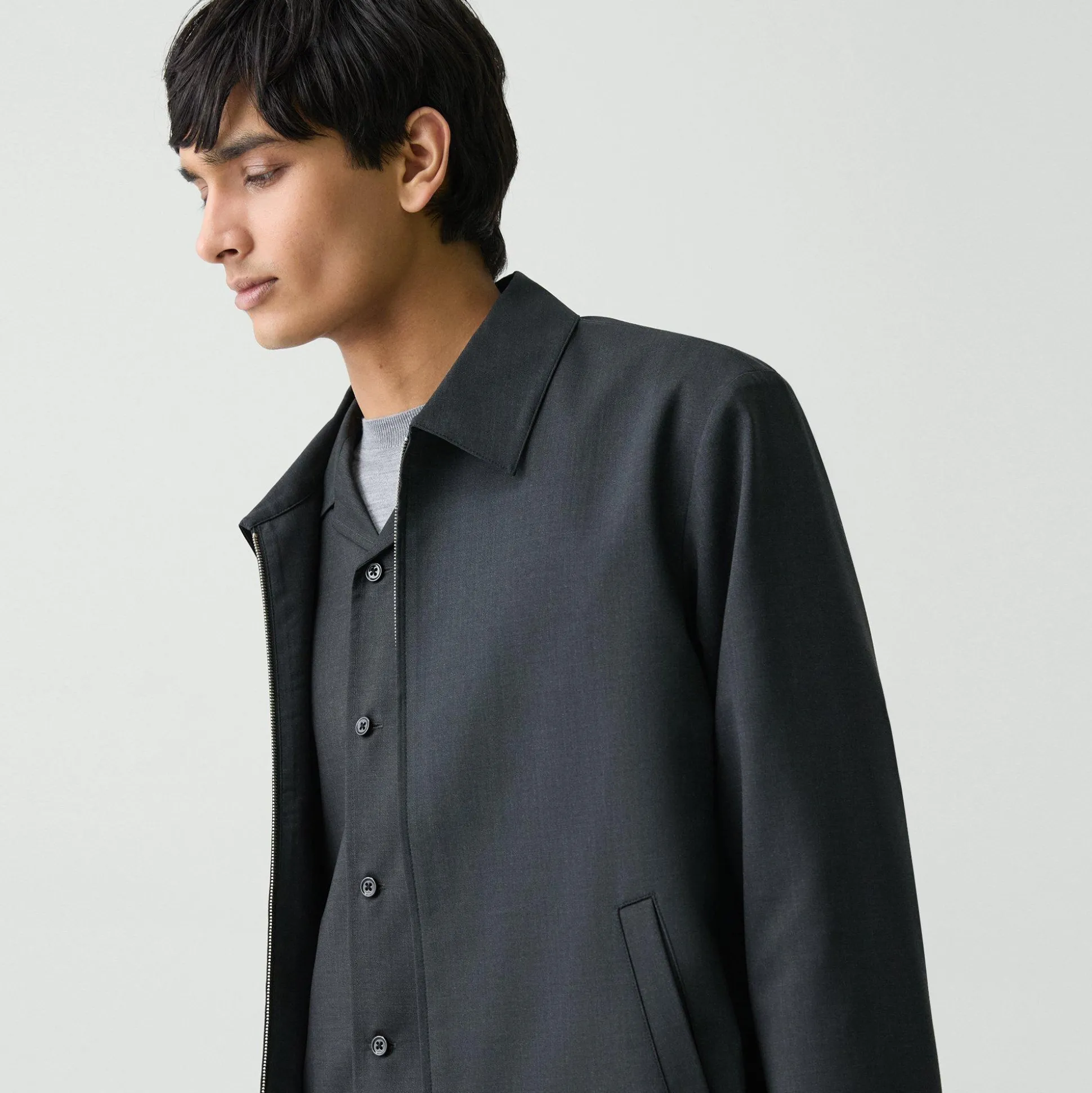 Theory Hazelton Zip Jacket In Stretch Wool-Men Outerwear