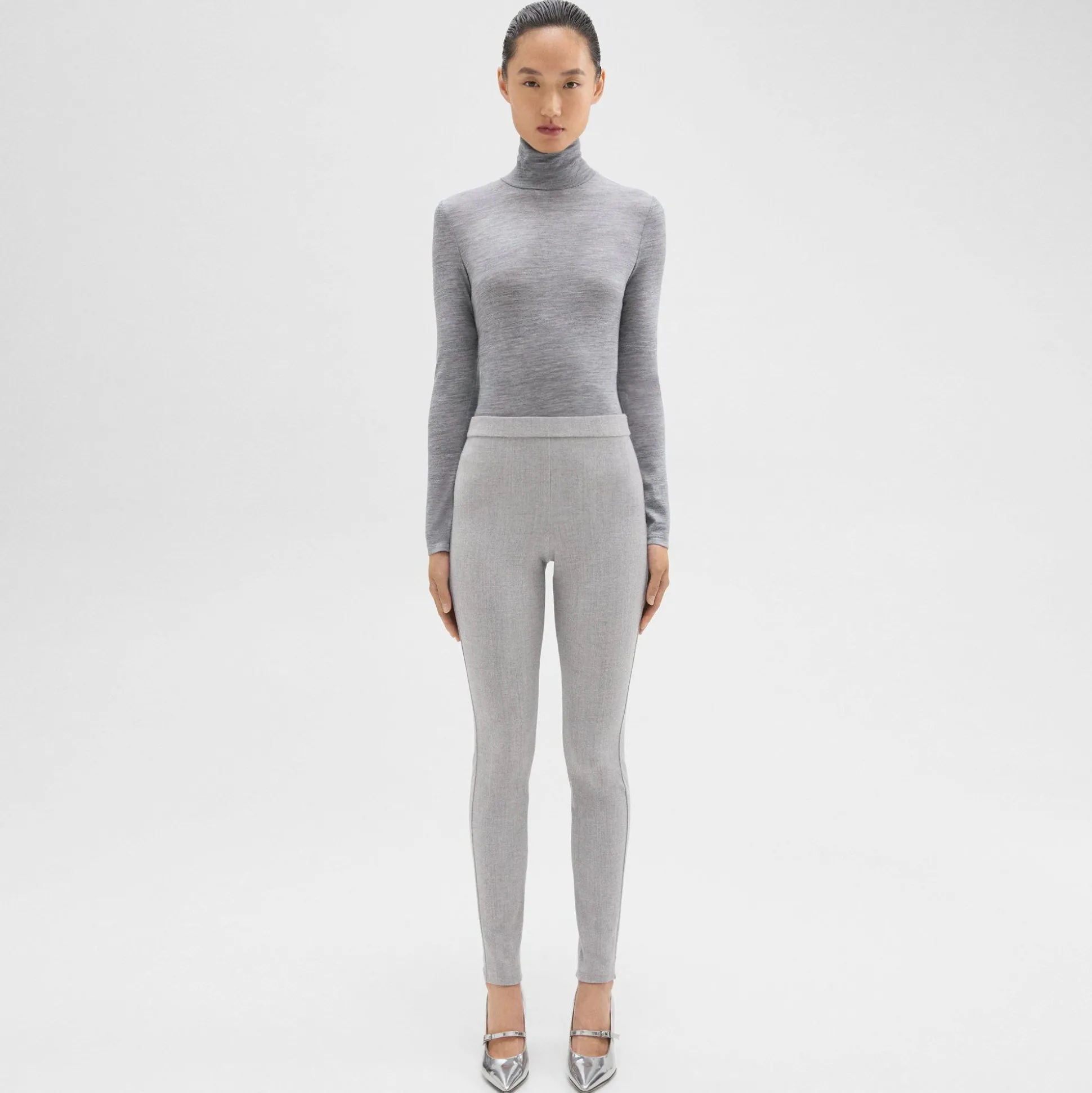 Theory High-Waist Legging In Stretch Flannel-Women Pants