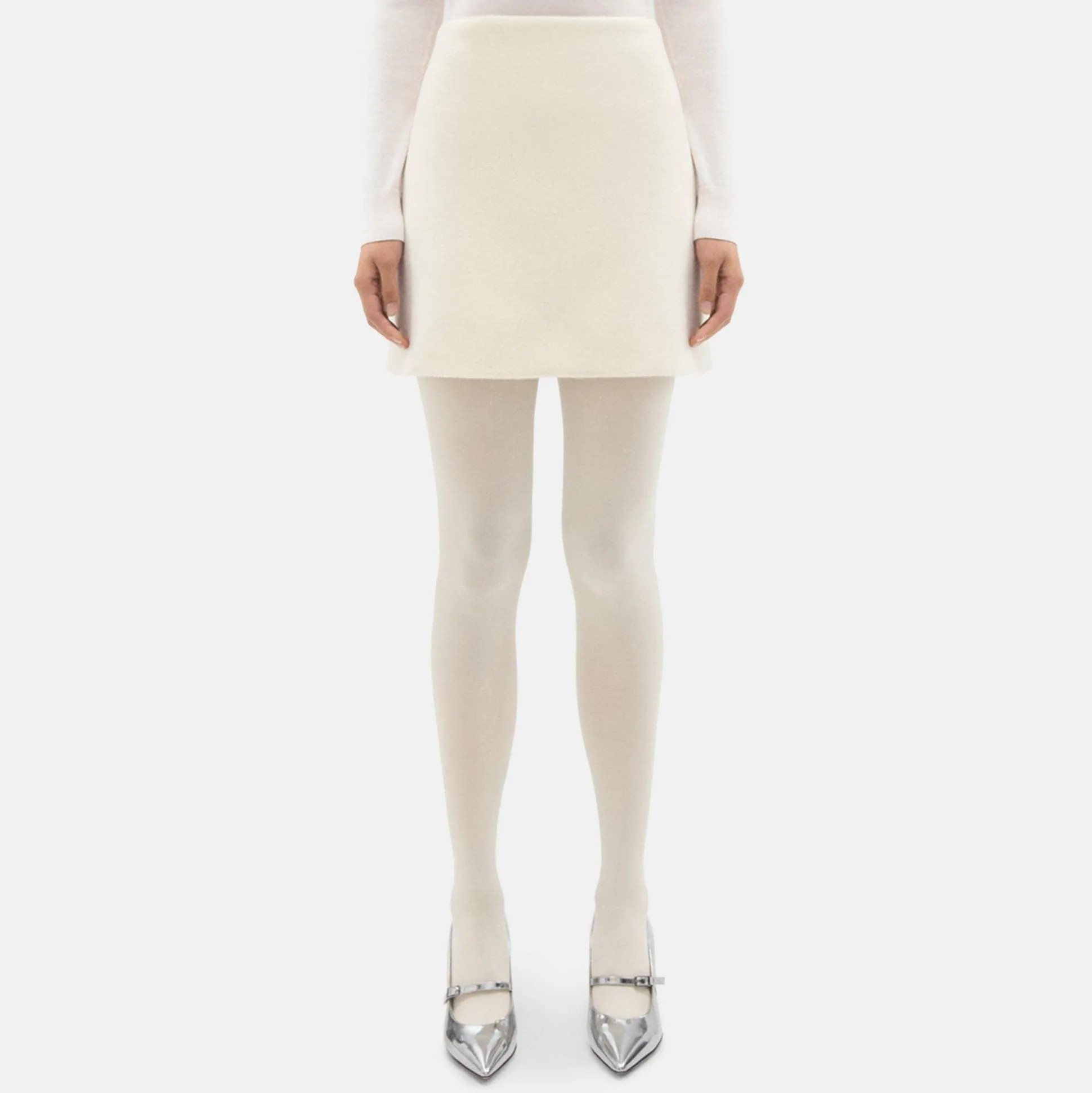 Theory High-Waist Mini Skirt In Double-Face Wool-Cashmere-Women Skirts