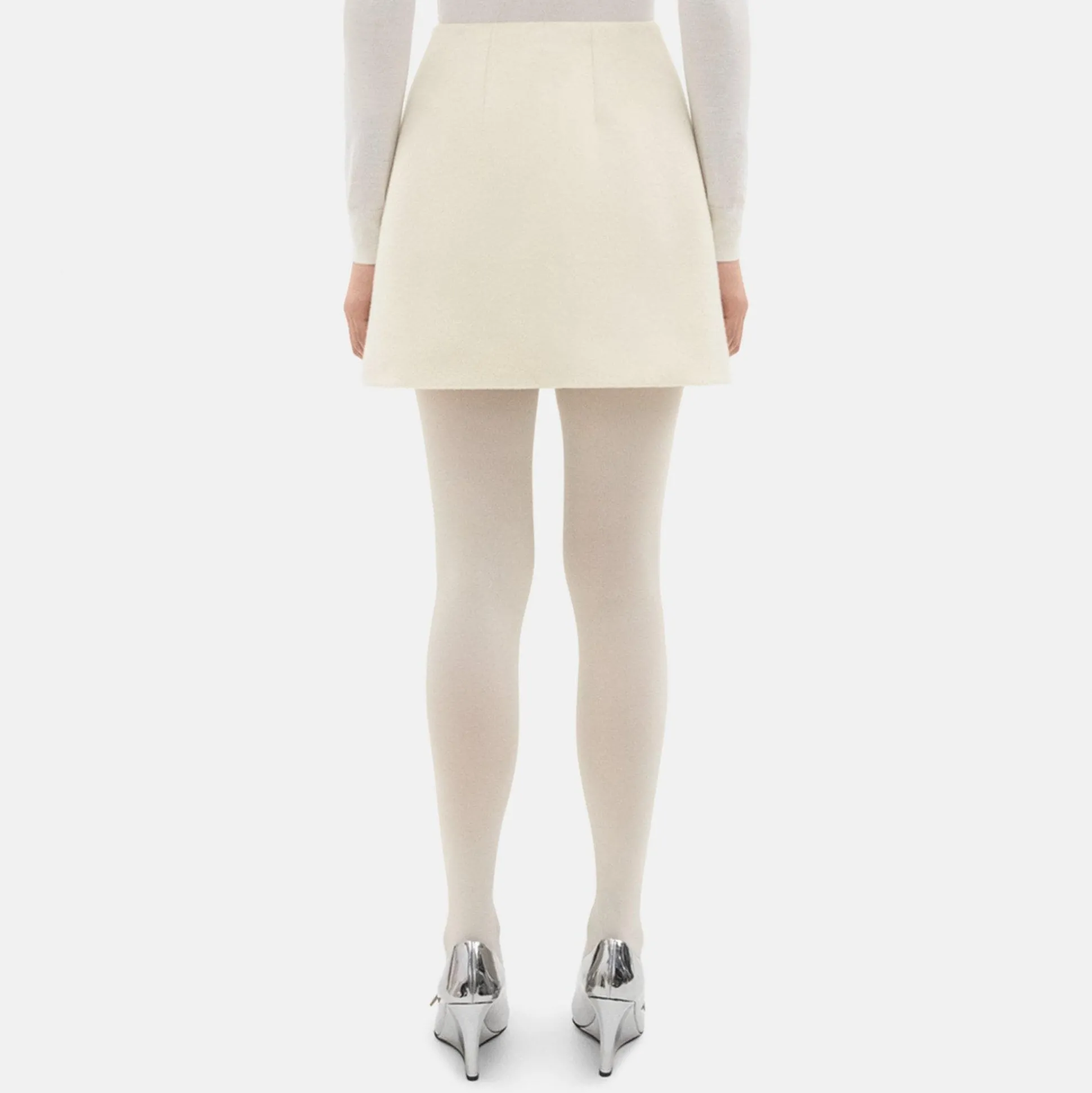 Theory High-Waist Mini Skirt In Double-Face Wool-Cashmere-Women Skirts