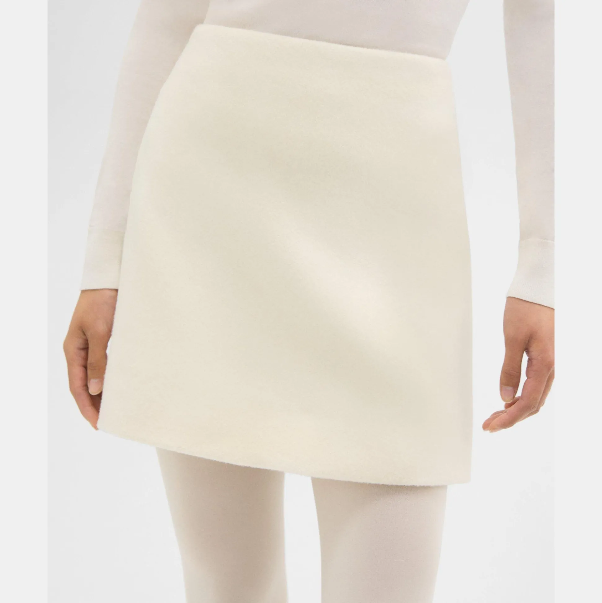 Theory High-Waist Mini Skirt In Double-Face Wool-Cashmere-Women Skirts