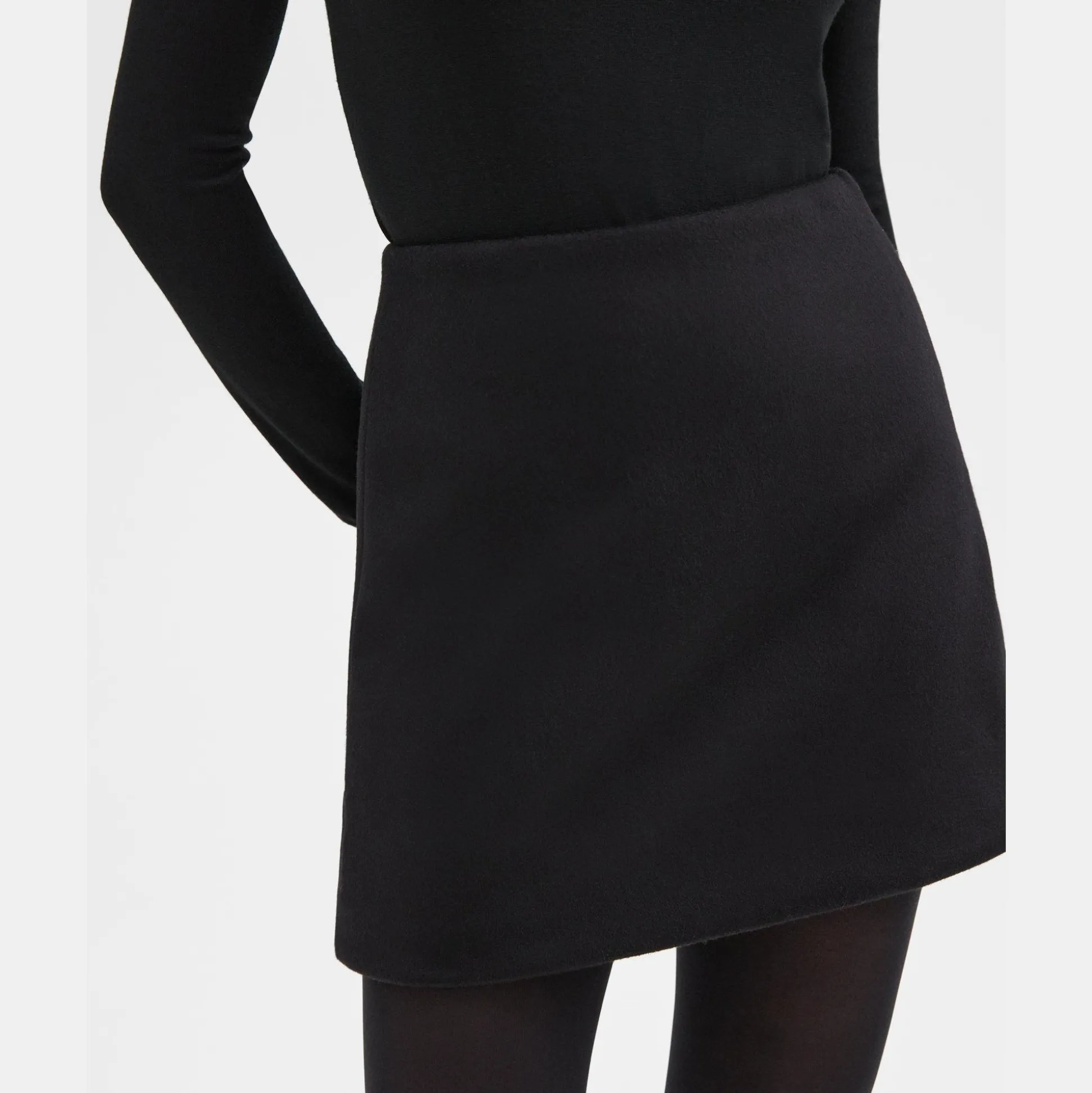 Theory High-Waist Mini Skirt In Double-Face Wool-Cashmere-Women Skirts