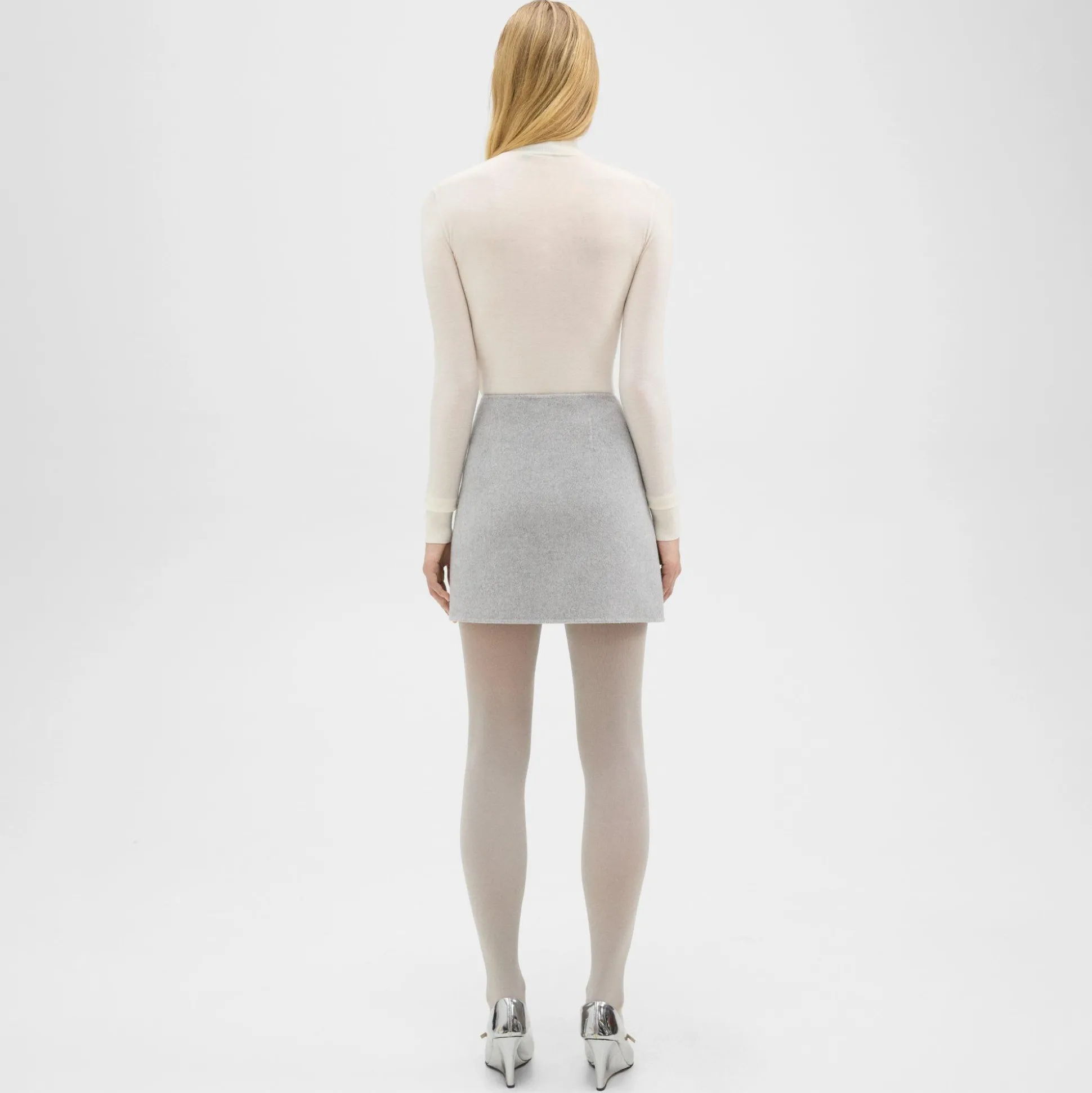 Theory High-Waist Mini Skirt In Double-Face Wool-Cashmere-Women Skirts