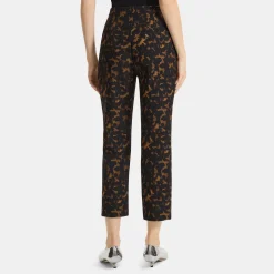Theory High-Waist Slim Crop Pant In Tortoiseshell Printed Crepe-Women Suits|Pants