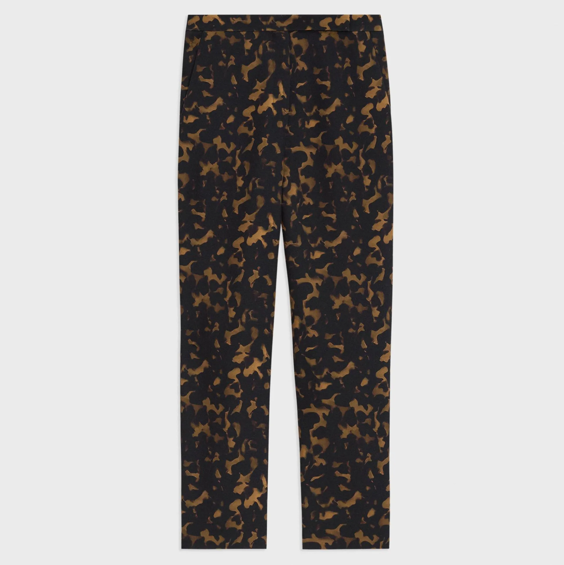 Theory High-Waist Slim Crop Pant In Tortoiseshell Printed Crepe-Women Suits|Pants