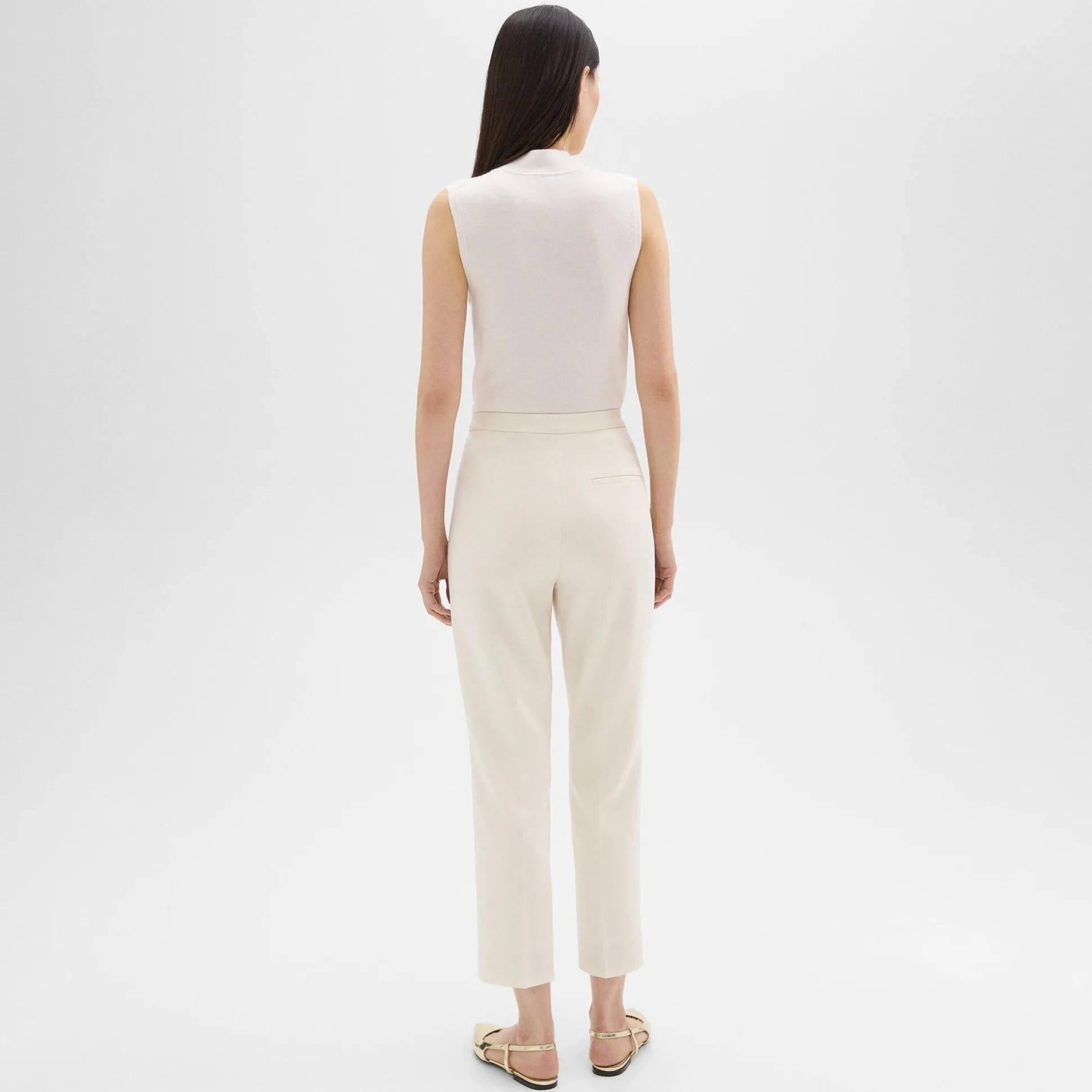 Theory High-Waist Slim Crop Pant In Admiral Crepe-Women Suits|Pants