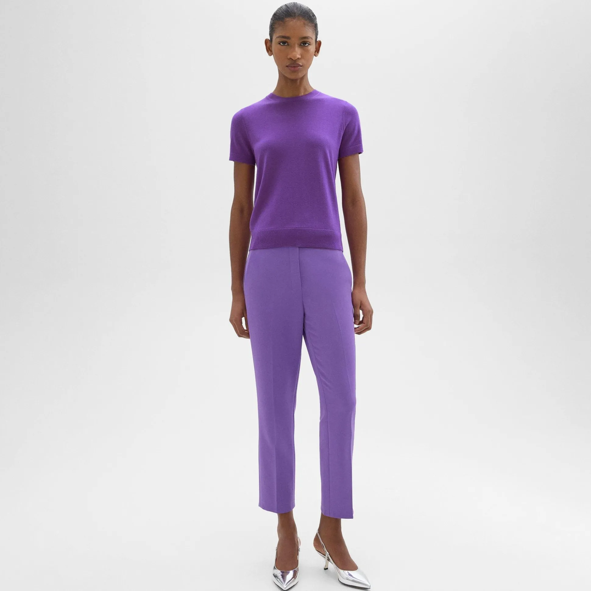 Theory High-Waist Slim Crop Pant In Admiral Crepe-Women Suits|Pants
