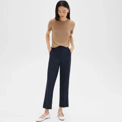 Theory High-Waist Straight-Leg Pant In Good Wool-Women Pants|Suits