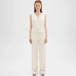 Theory High-Waist Wide-Leg Pant In Striped Admiral Crepe-Women Pants