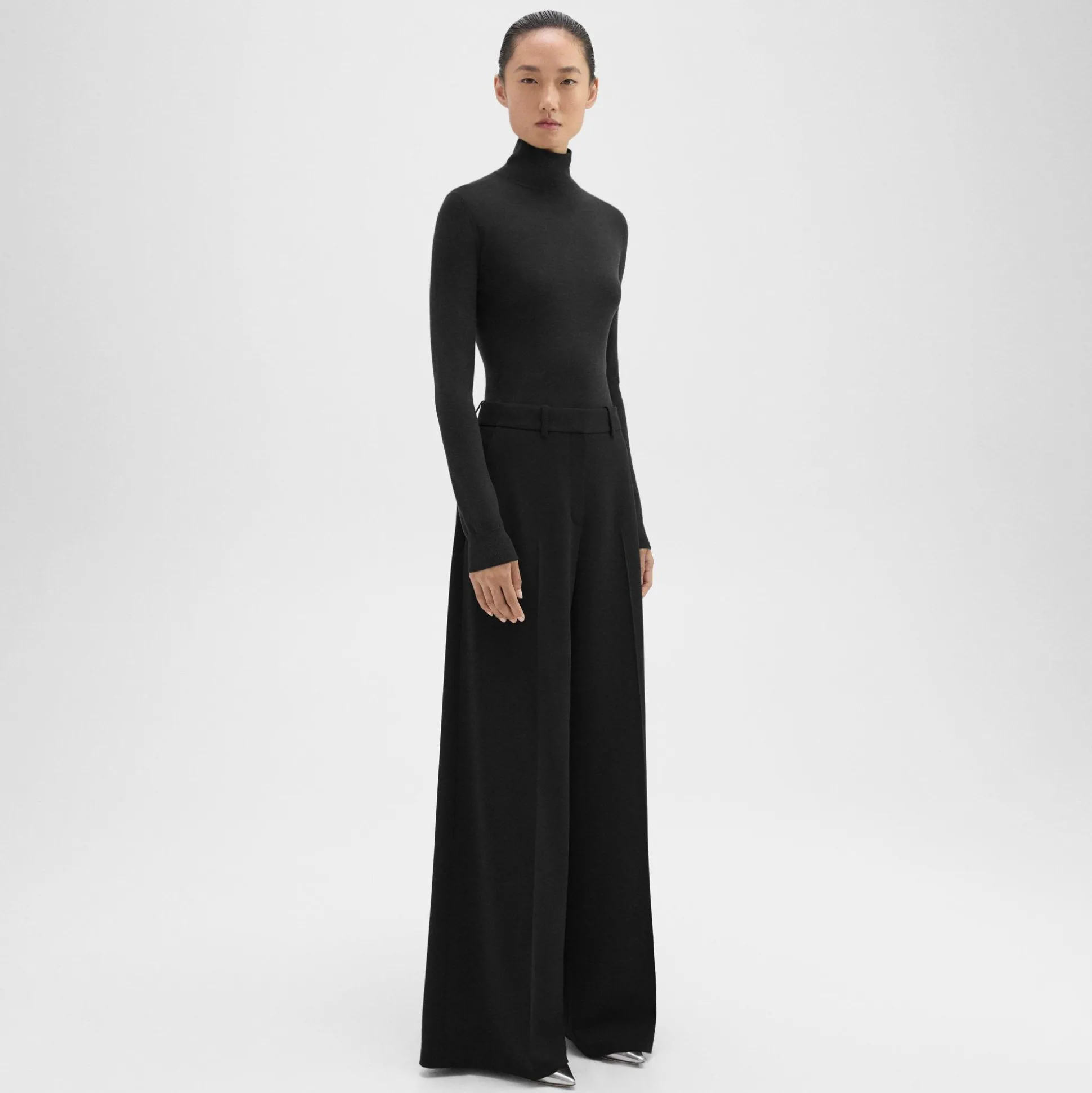 Theory High-Waist Wide-Leg Pant In Admiral Crepe-Women Suits|Pants