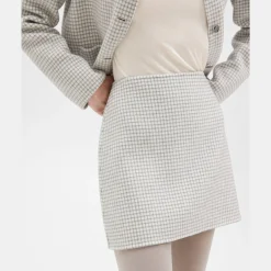 Theory High-Waisted Mini Skirt In Checked Double-Face Wool-Women Skirts