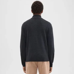 Theory Hilles Quarter-Zip Sweater In Cashmere-Men Sweaters + Cardigans