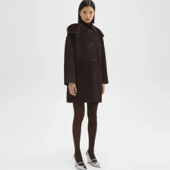 Theory Hooded Reversible Coat In Shearling-Women Outerwear