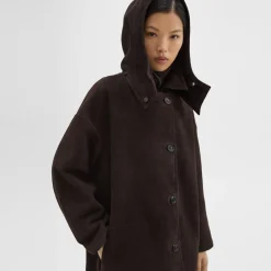 Theory Hooded Reversible Coat In Shearling-Women Outerwear