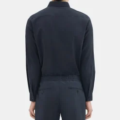 Theory Hugh Shirt In Stretch Wool-Men Shirts
