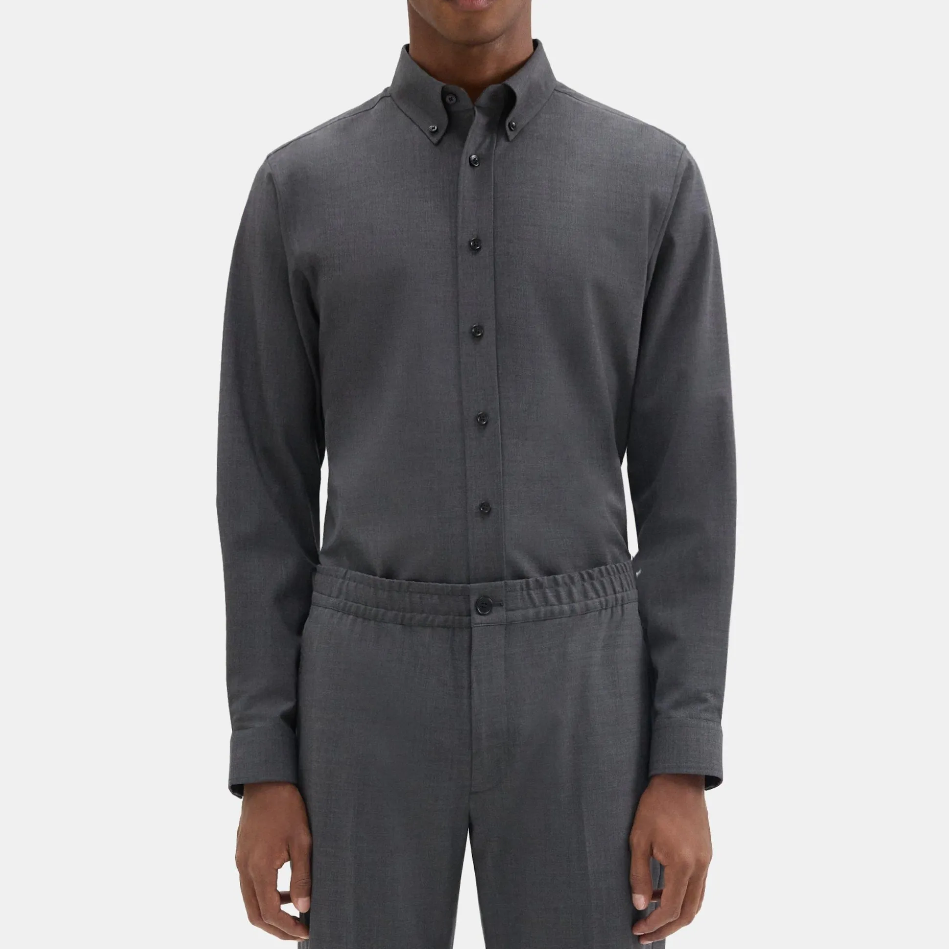 Theory Hugh Shirt In Stretch Wool-Men Shirts