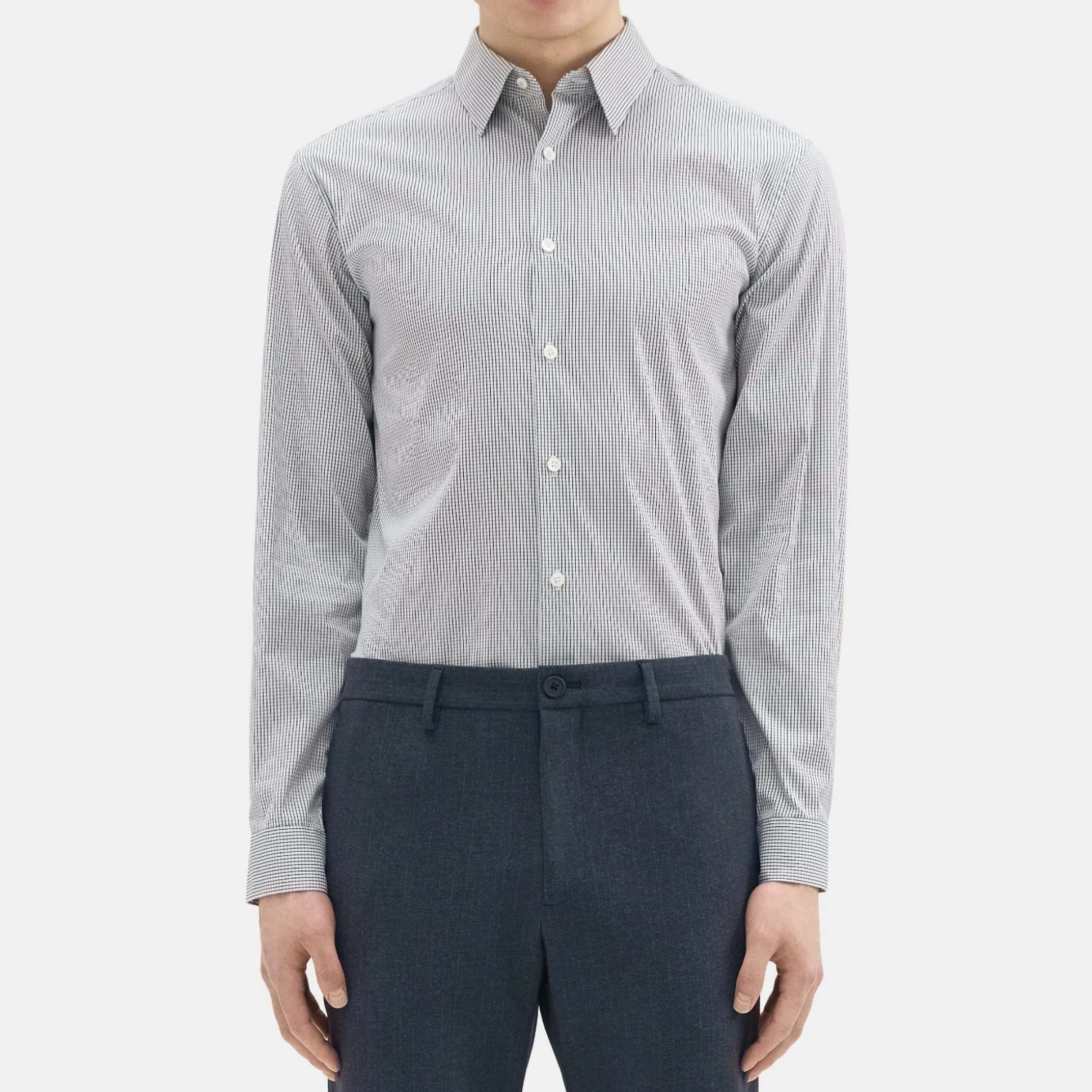 Theory Irving Shirt In Checked Good Cotton-Men Shirts