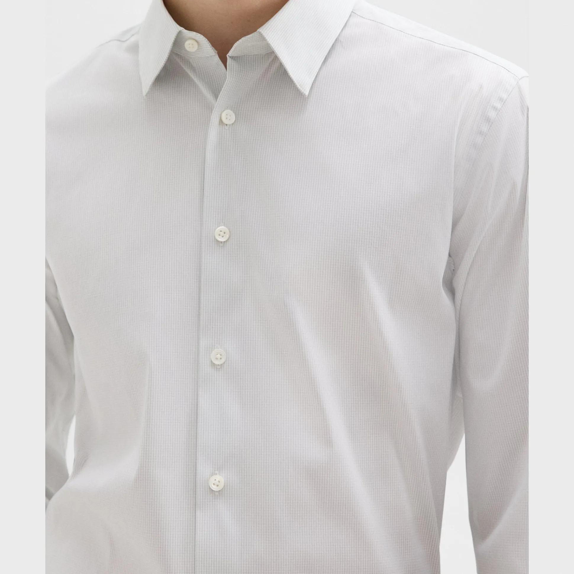 Theory Irving Shirt In Checked Stretch Cotton-Men Shirts