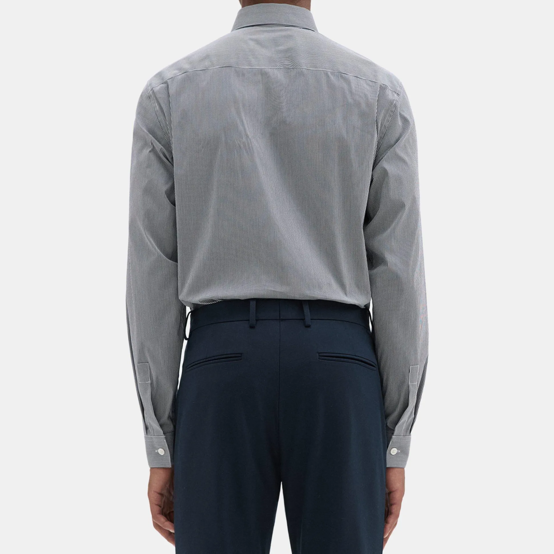 Theory Irving Shirt In Checked Stretch Cotton-Men Shirts