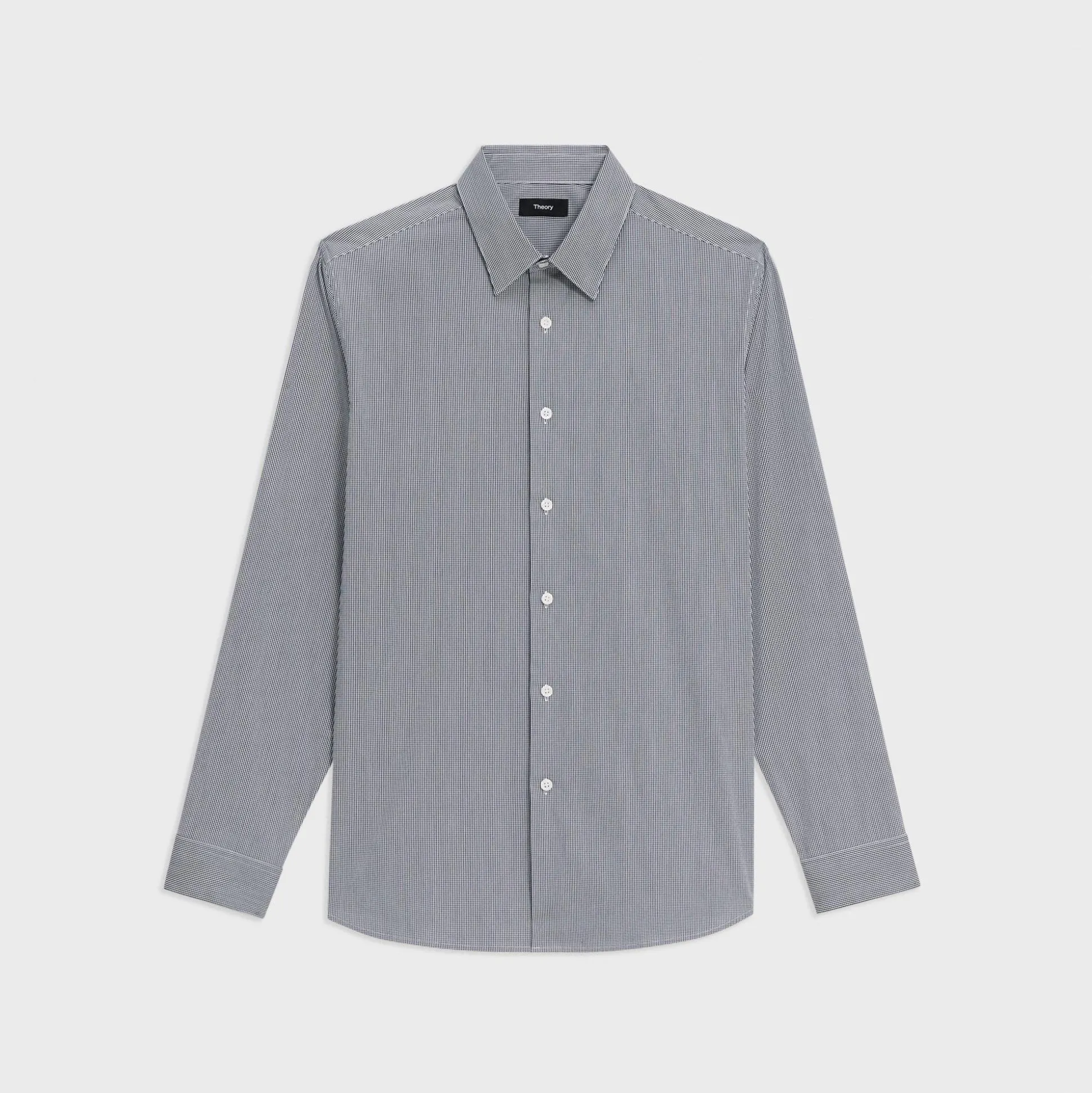 Theory Irving Shirt In Checked Stretch Cotton-Men Shirts