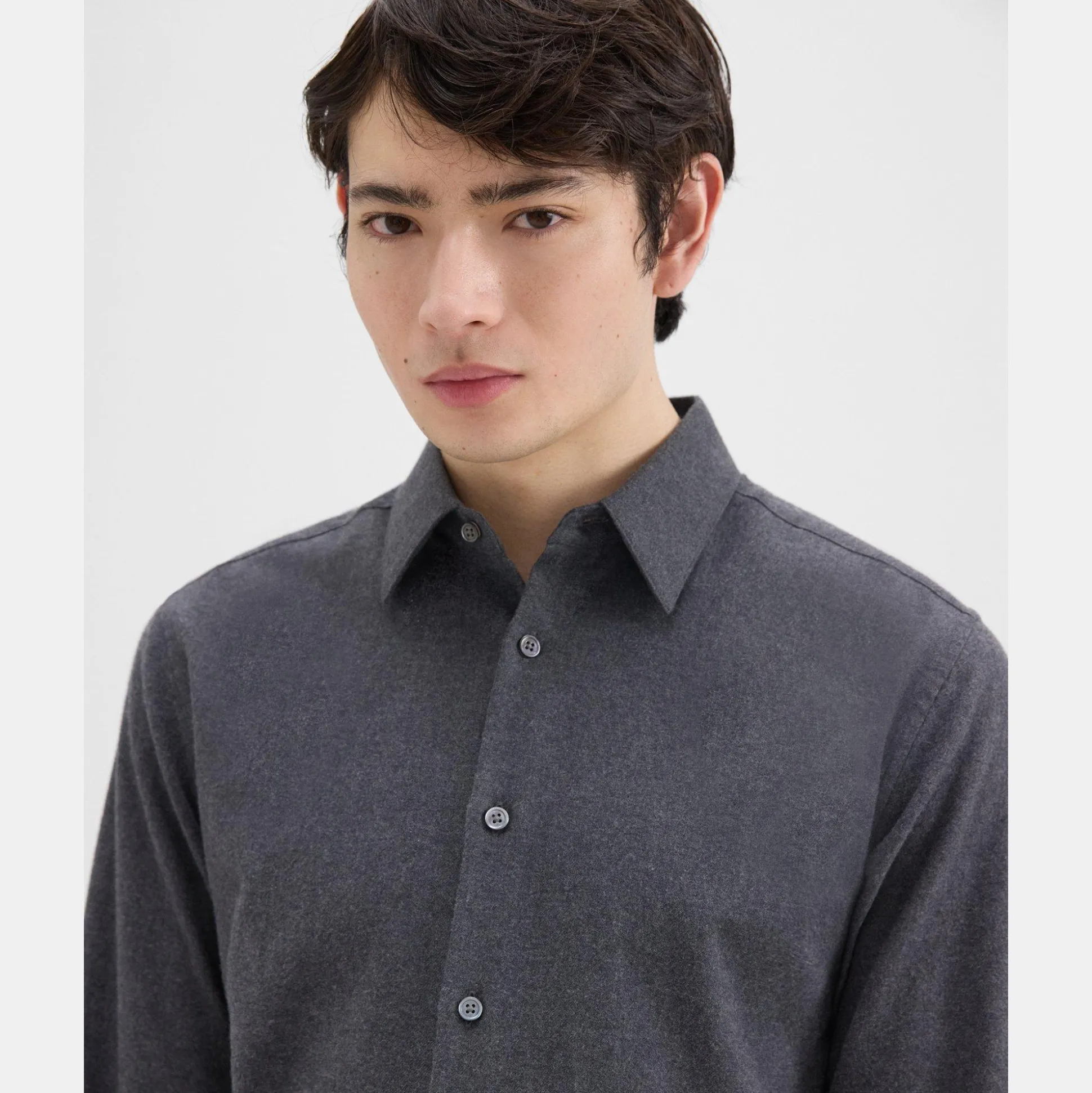 Theory Irving Shirt In Cotton Flannel-Men Shirts