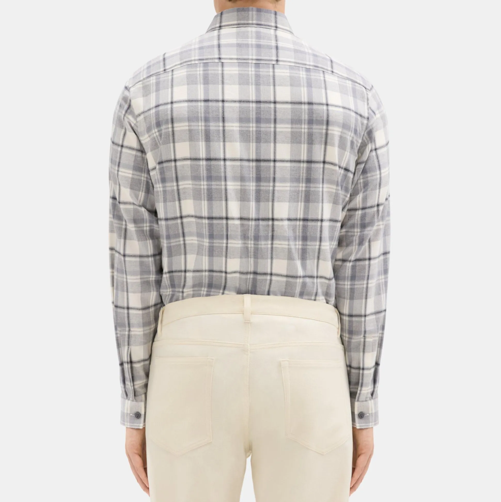 Theory Irving Shirt In Plaid Twill Flannel-Men Shirts