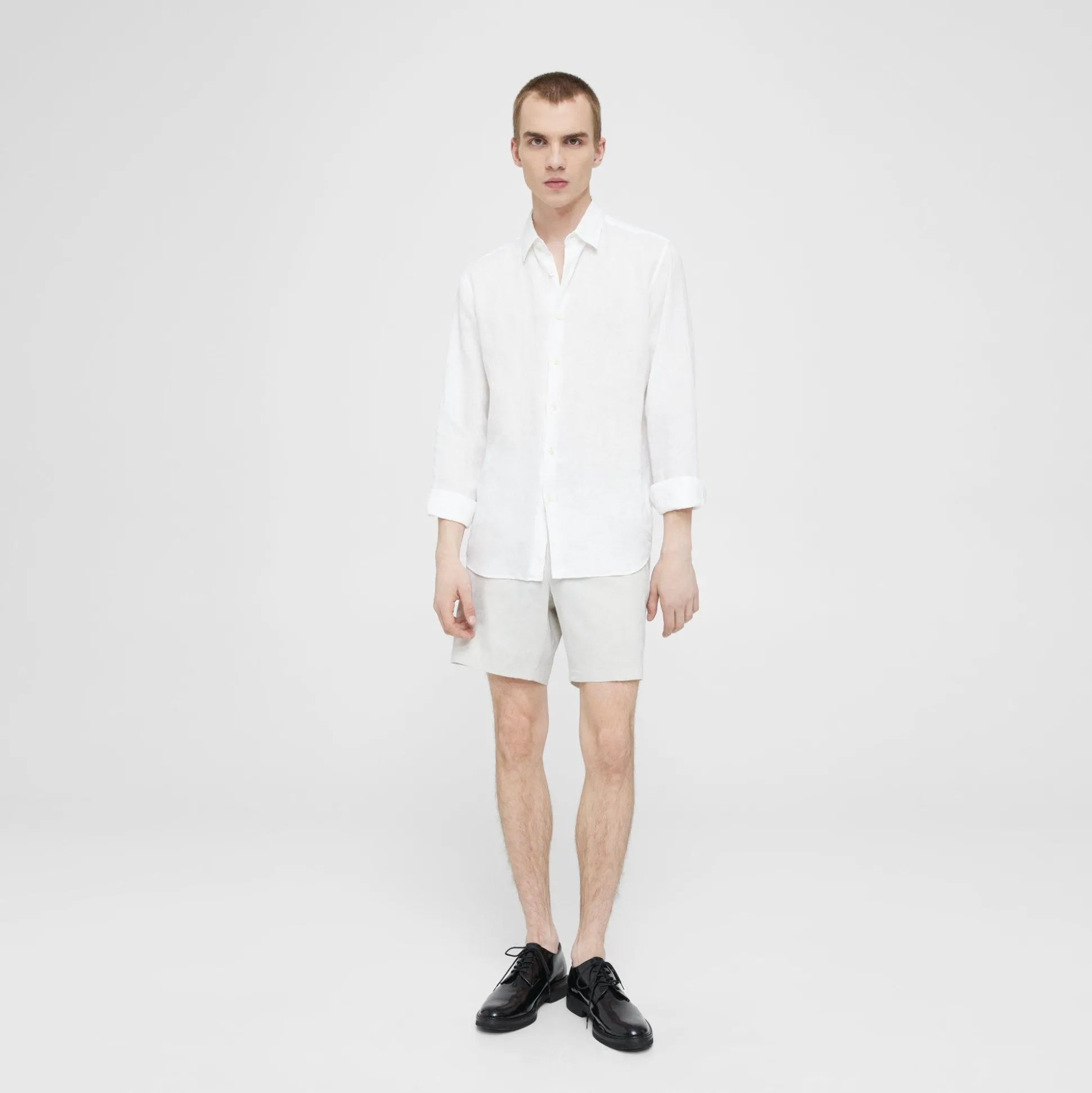 Theory Irving Shirt In Relaxed Linen-Men Shirts