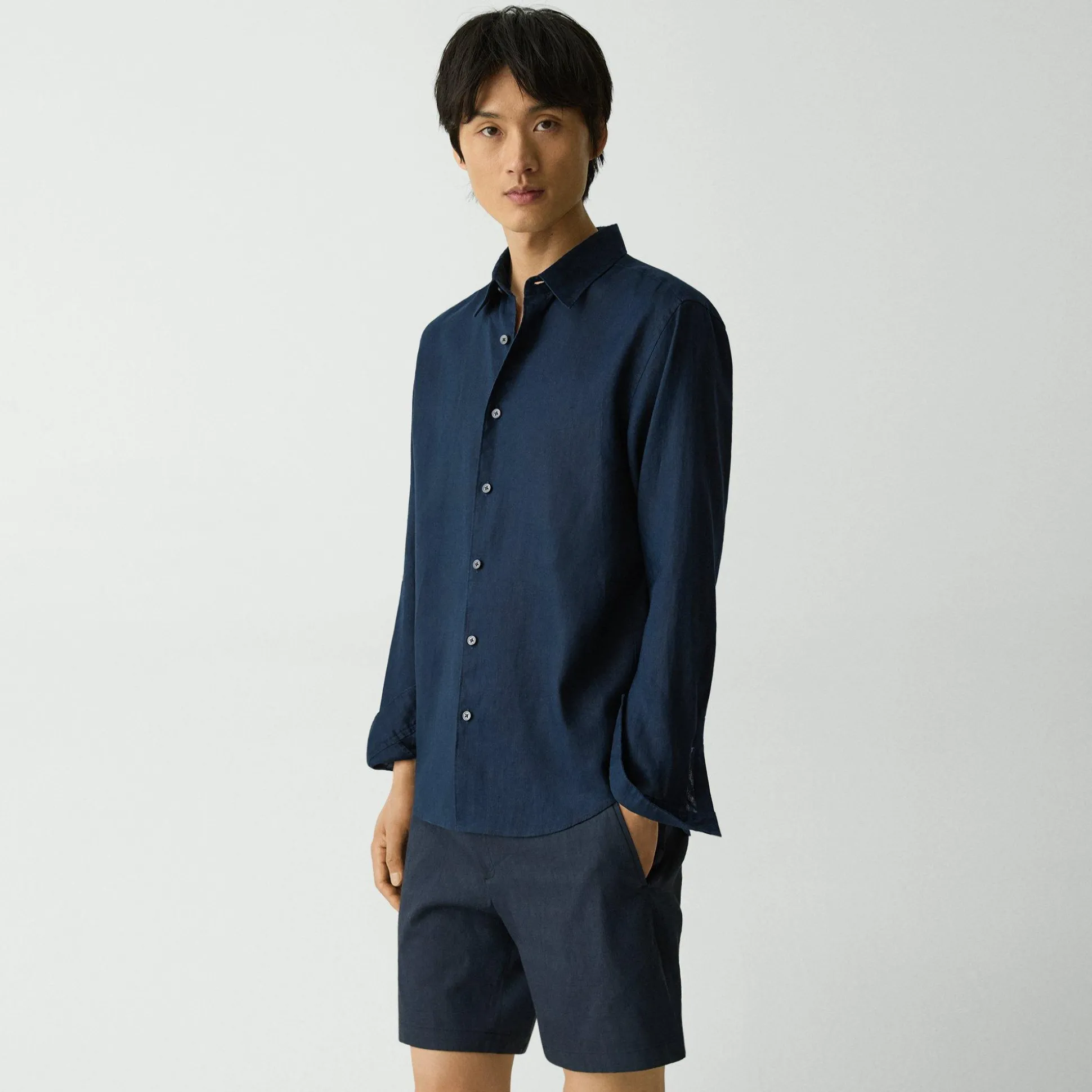 Theory Irving Shirt In Relaxed Linen-Men Shirts