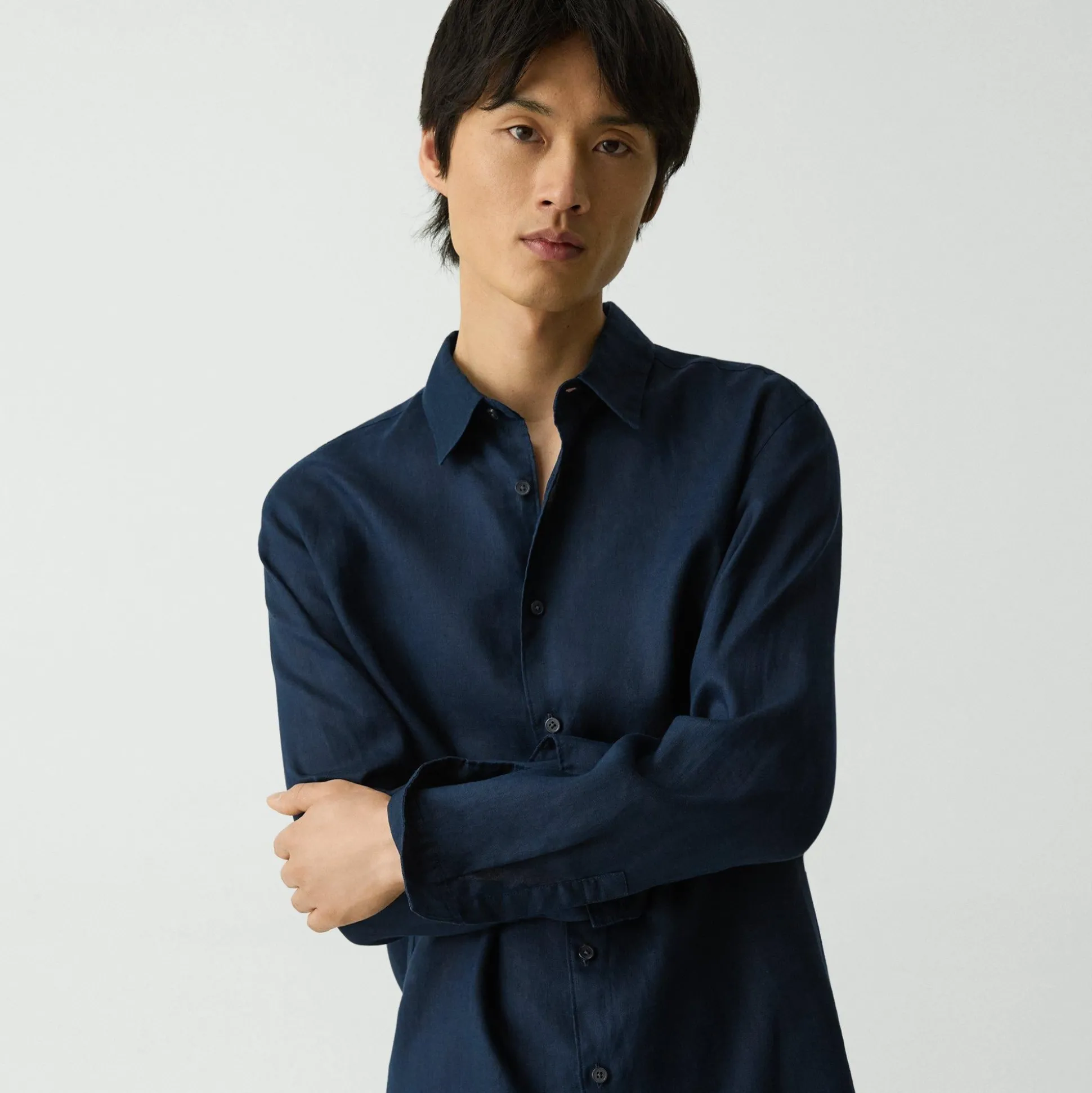 Theory Irving Shirt In Relaxed Linen-Men Shirts