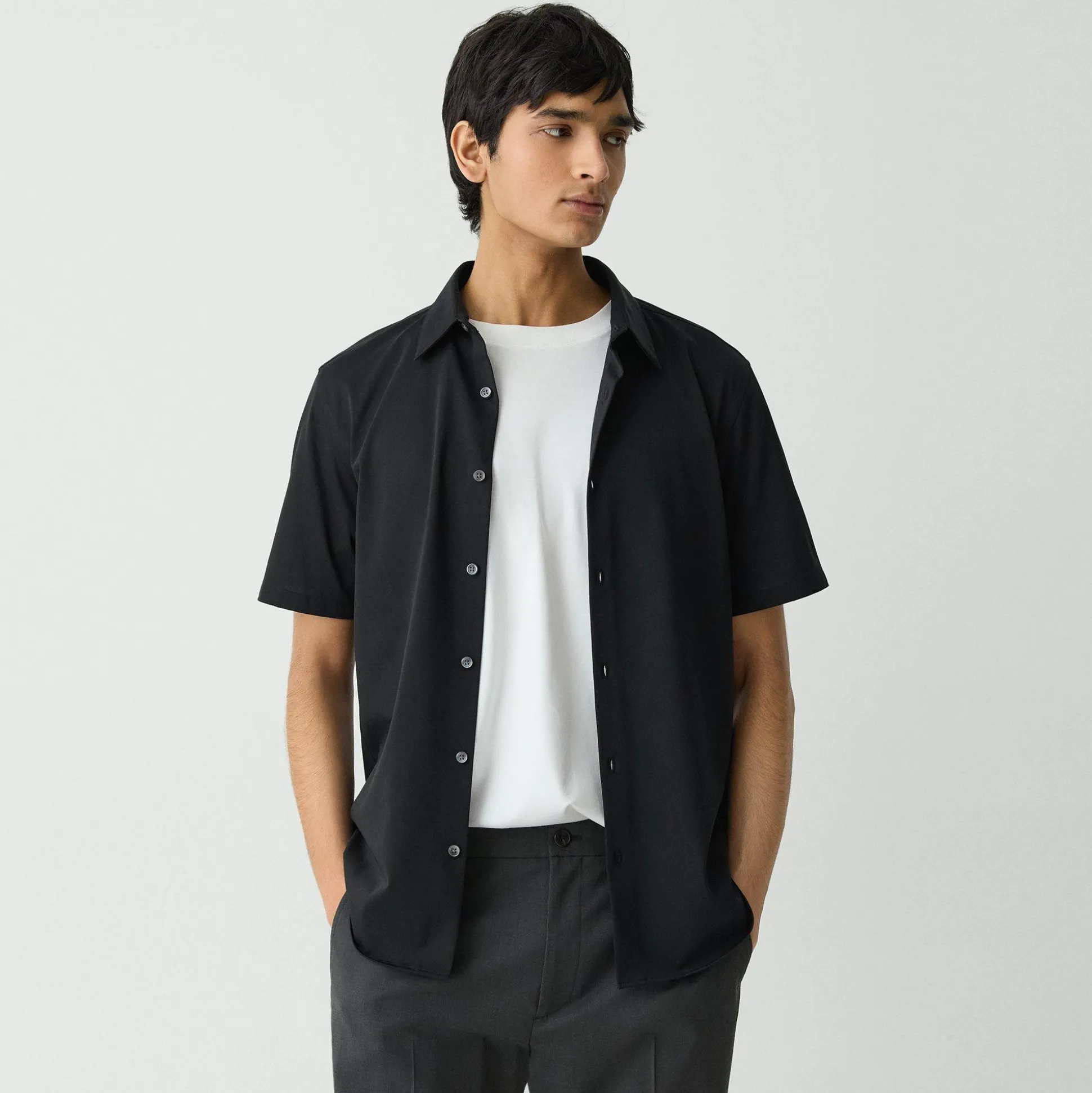 Theory Irving Short-Sleeve Shirt In Structure Knit-Men T-shirts + Polos|Shirts