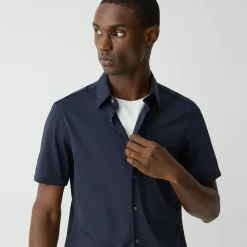 Theory Irving Short-Sleeve Shirt In Structure Knit-Men T-shirts + Polos|Shirts