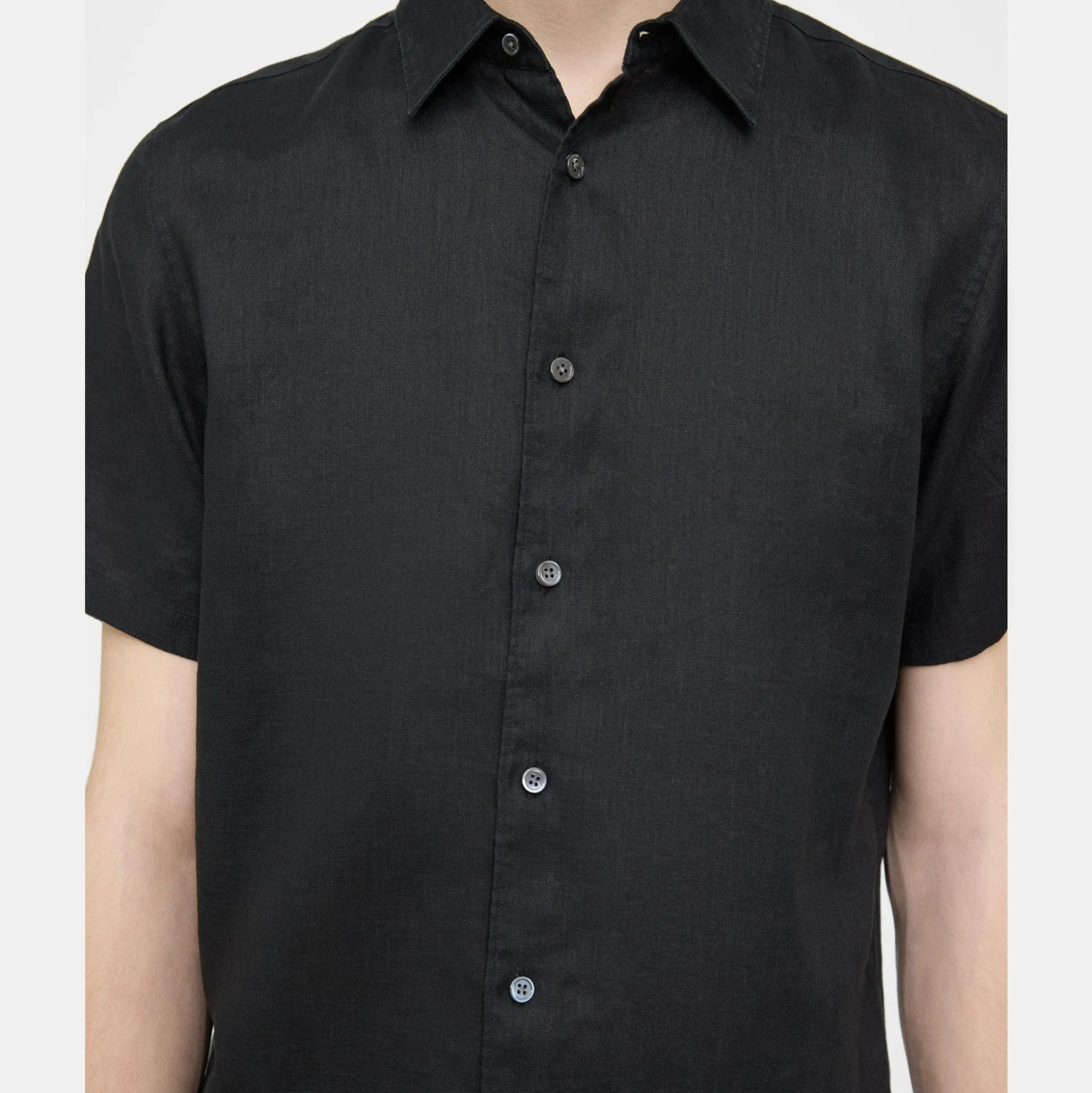 Theory Irving Short-Sleeve Shirt In Relaxed Linen-Men Shirts