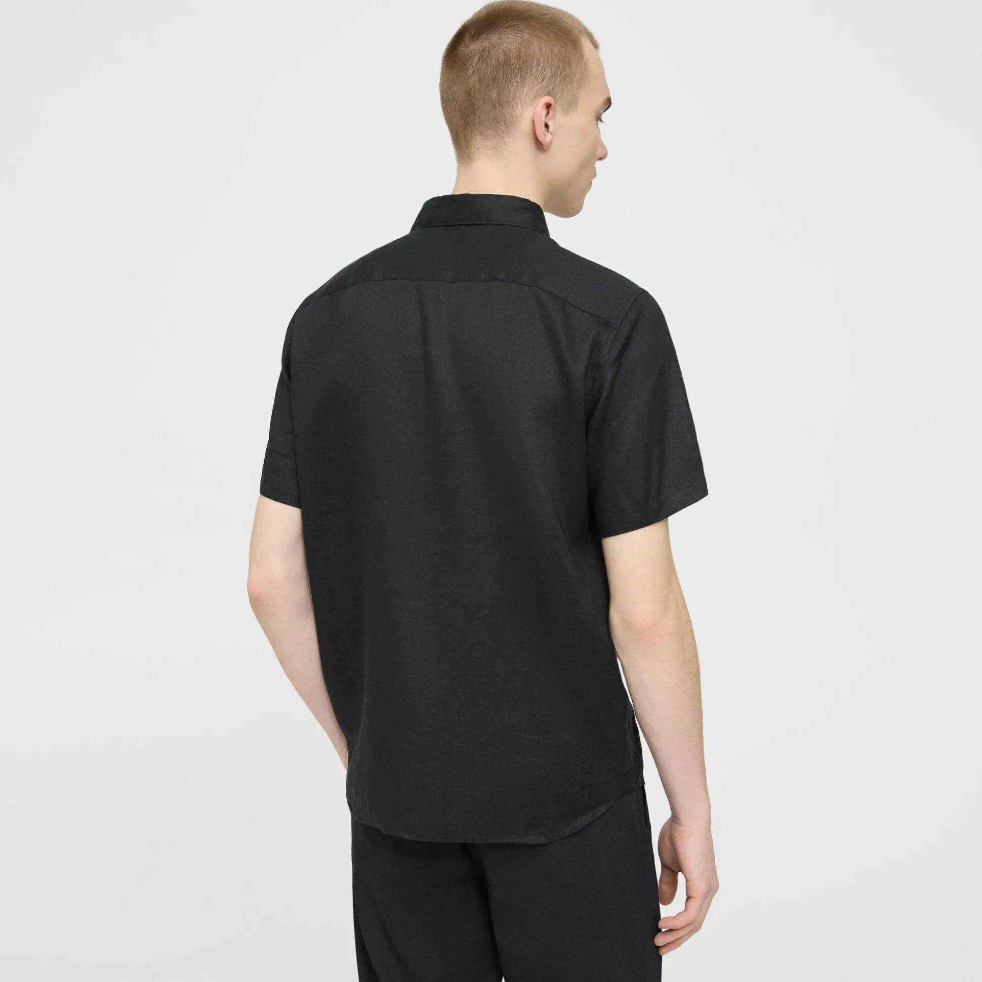 Theory Irving Short-Sleeve Shirt In Relaxed Linen-Men Shirts