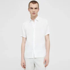 Theory Irving Short-Sleeve Shirt In Relaxed Linen-Men Shirts
