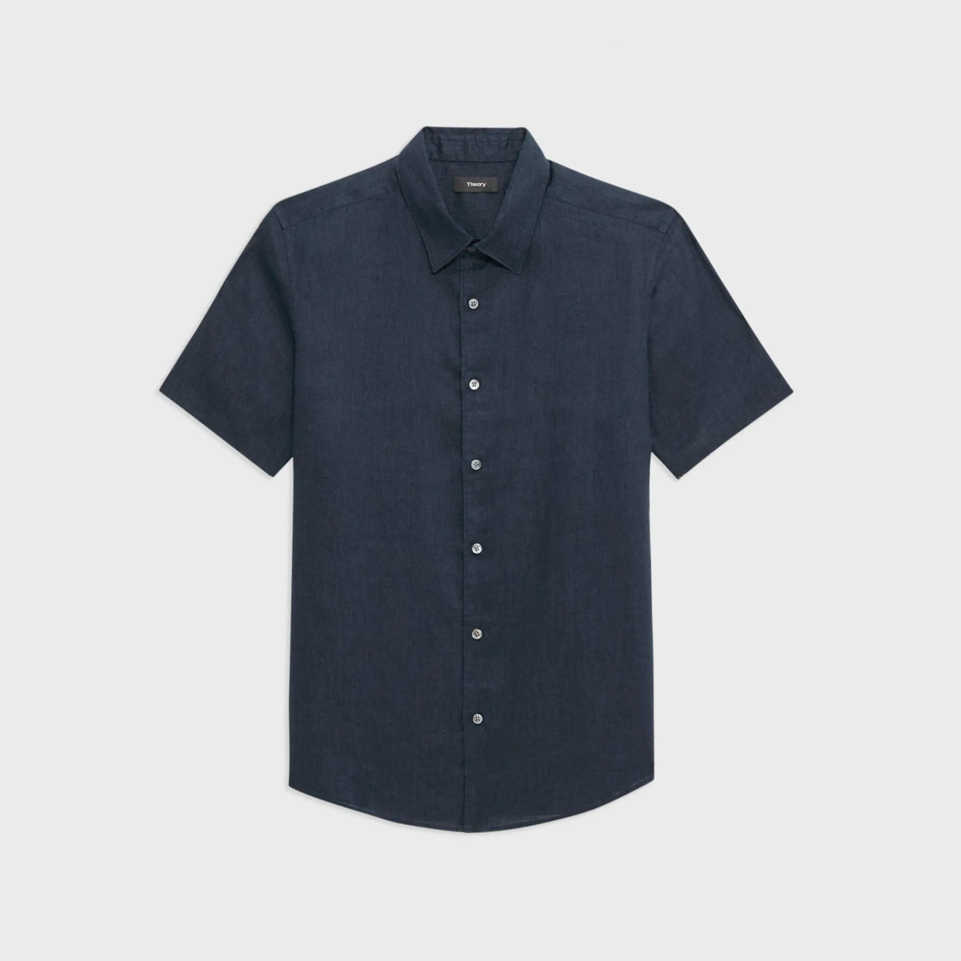 Theory Irving Short-Sleeve Shirt In Relaxed Linen-Men Shirts