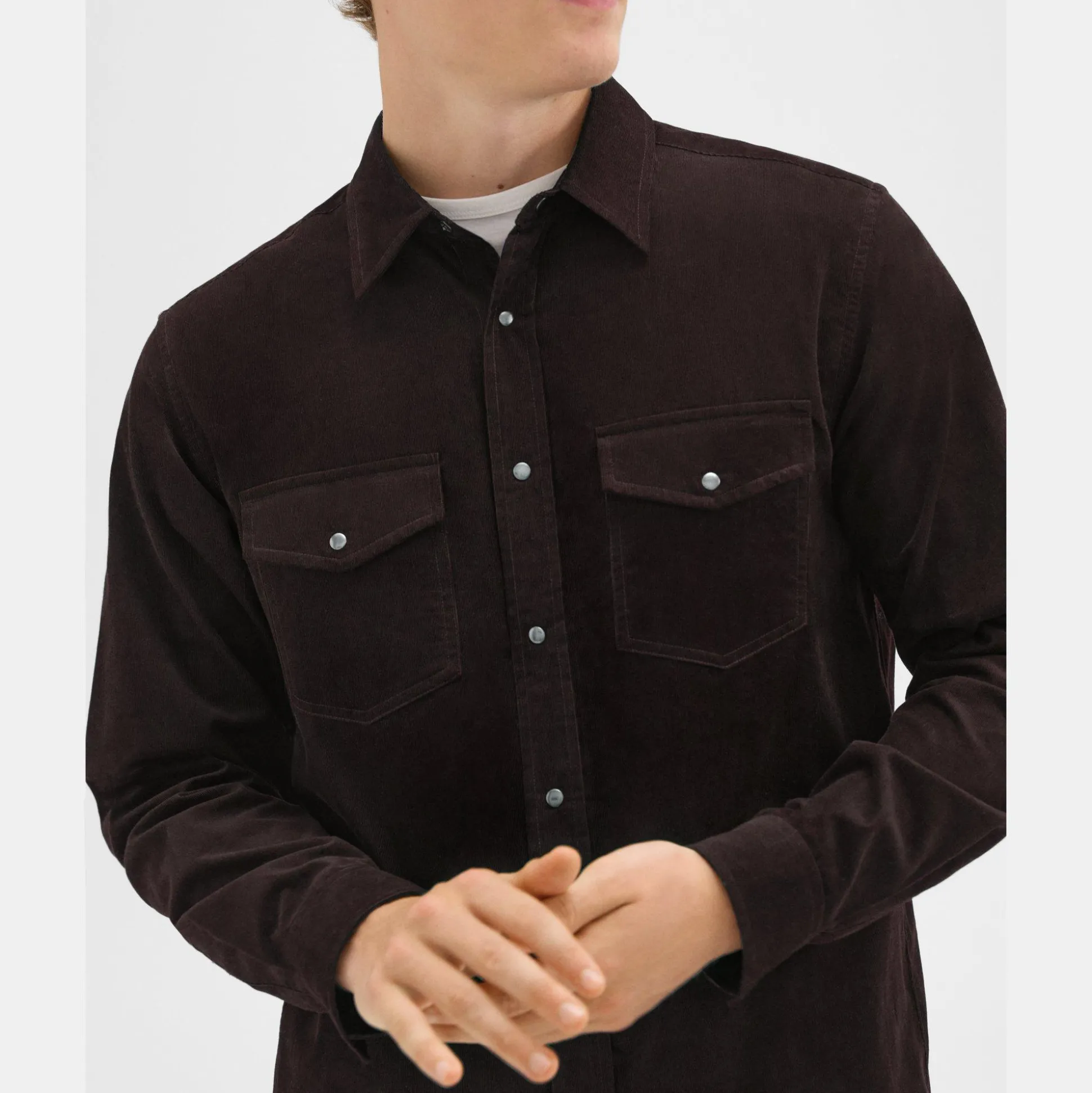 Theory Irving Western Shirt In Cotton Corduroy-Men Shirts