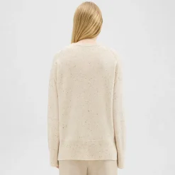 Theory Karenia Sweater In Donegal Wool-Cashmere-Women Sweaters + Cardigans
