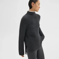 Theory Karenia Turtleneck Sweater In Felted Wool-Cashmere-Women Sweaters + Cardigans