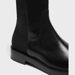 Theory Knee-High Pull-On Boot In Leather-Women Shoes