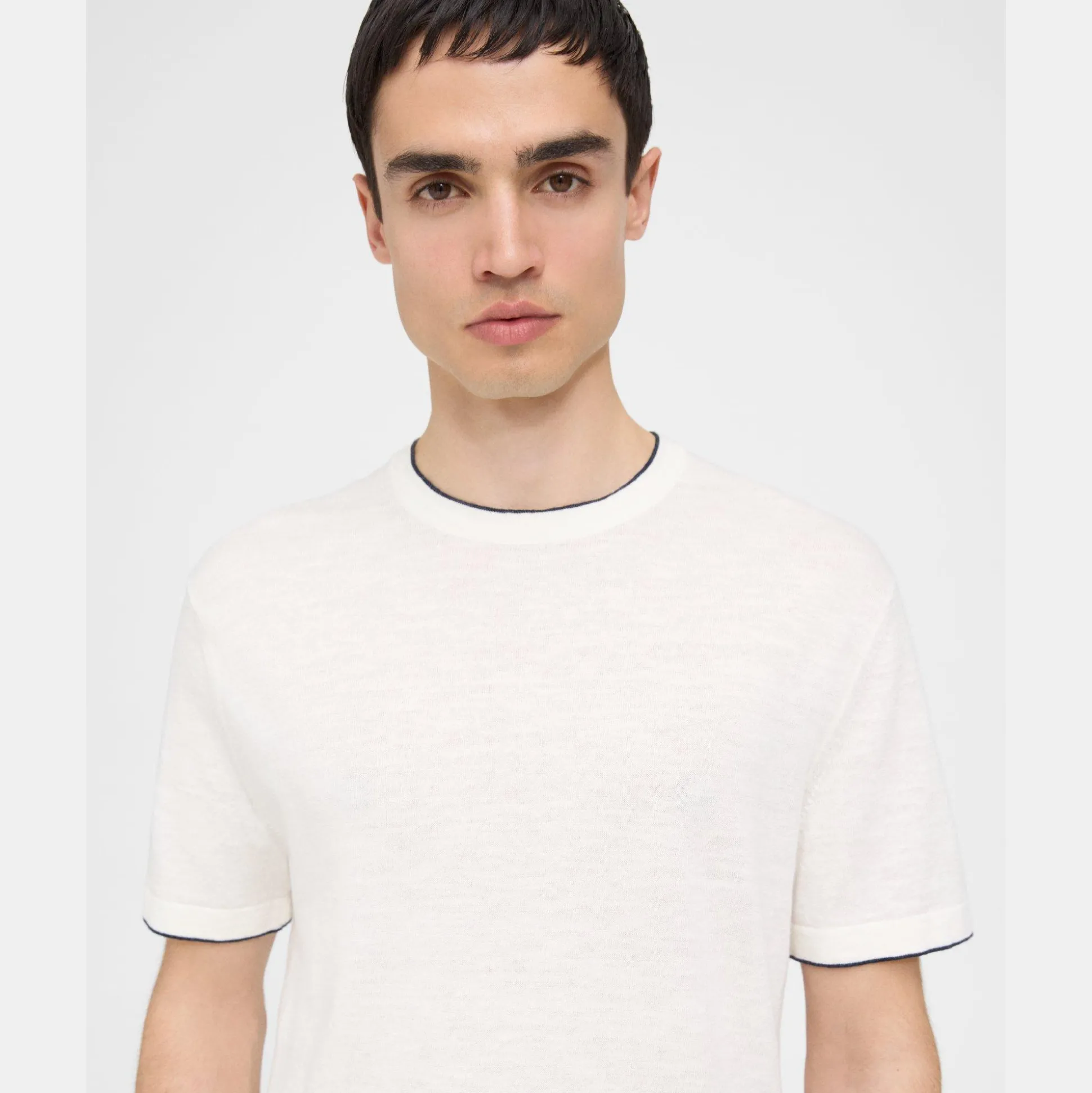 Theory Kolben Short-Sleeve Tee In Cotton-Linen-Men T-shirts + Polos|Sweaters + Cardigans