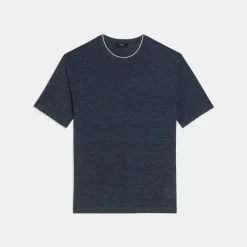 Theory Kolben Short-Sleeve Tee In Cotton-Linen-Men T-shirts + Polos|Sweaters + Cardigans
