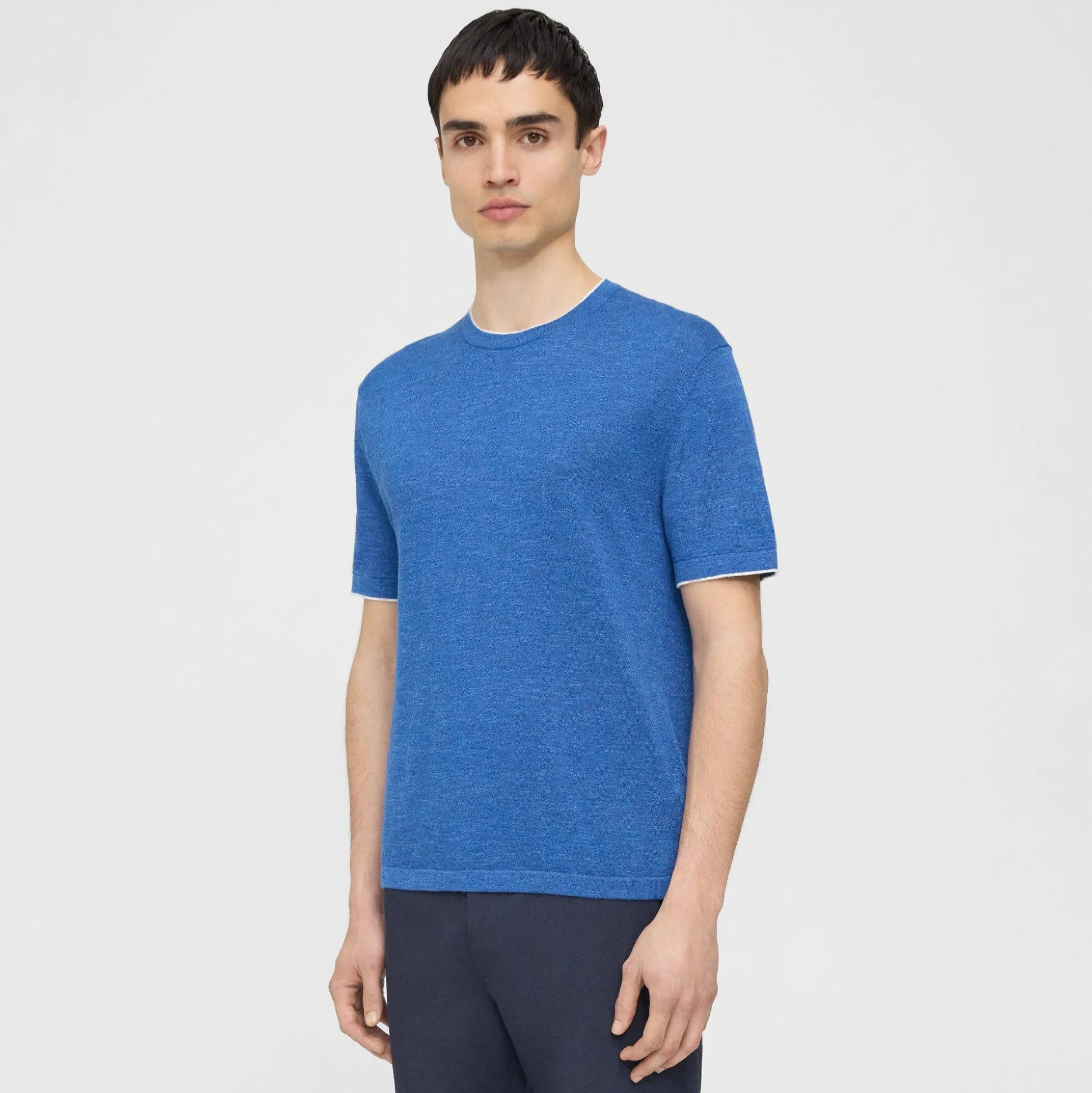 Theory Kolben Short-Sleeve Tee In Cotton-Linen-Men Sweaters + Cardigans|T-shirts + Polos