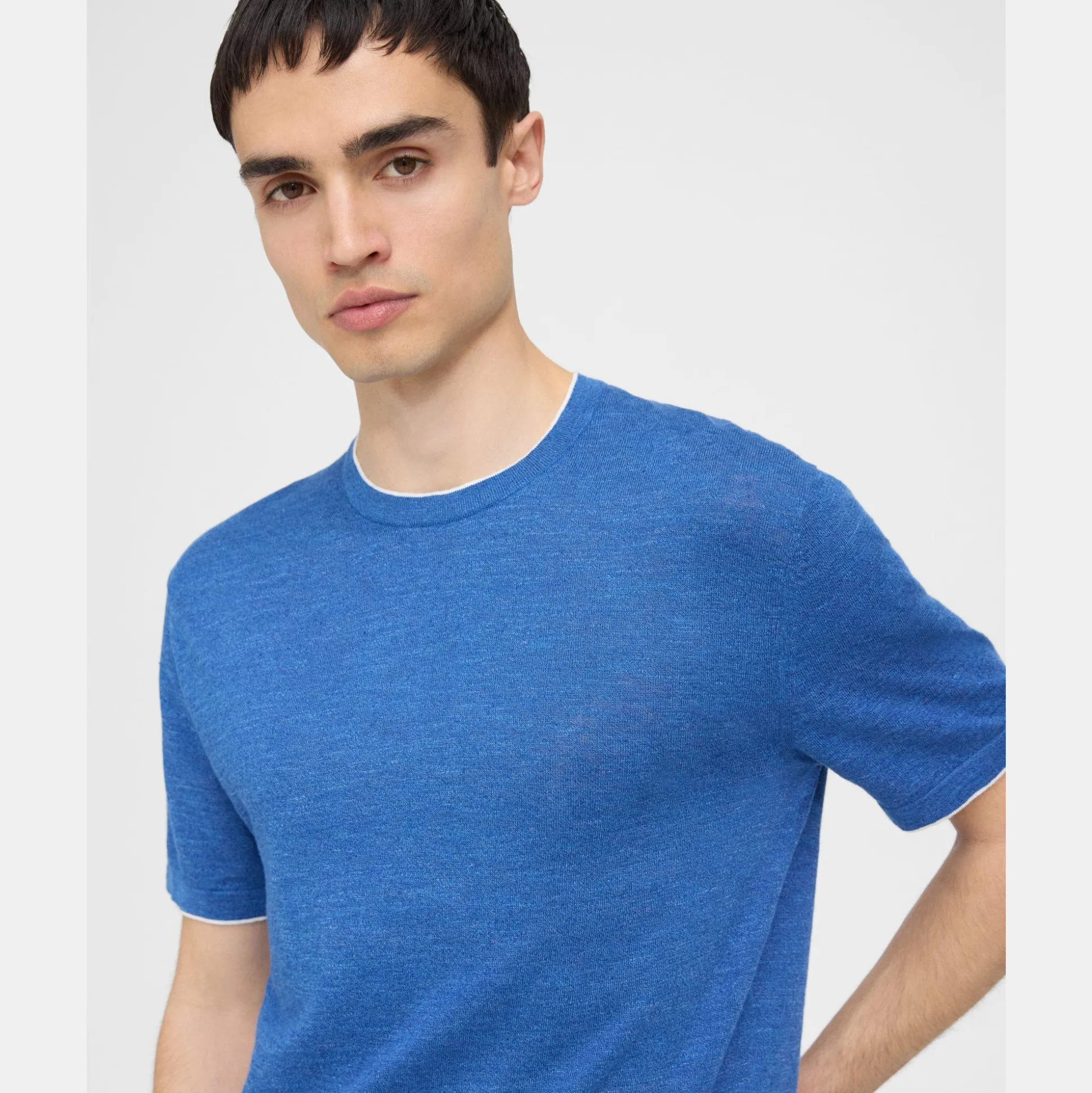 Theory Kolben Short-Sleeve Tee In Cotton-Linen-Men Sweaters + Cardigans|T-shirts + Polos