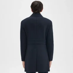 Theory Krasner Double-Breasted Coat In Recycled Wool-Blend Melton-Men Outerwear