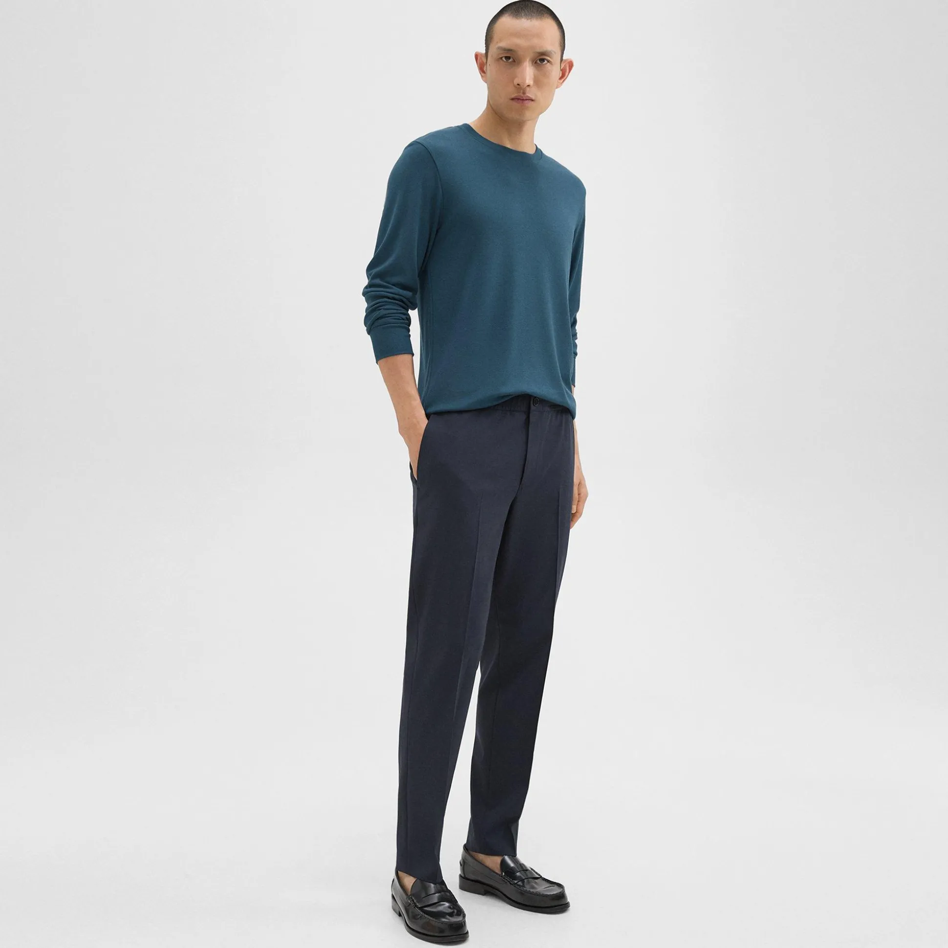 Theory Larin Drawstring Pant In Stretch Wool-Men Pants